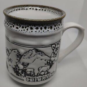Colorado State (USA) Souvenir Mug White/Black/Brown Stoneware